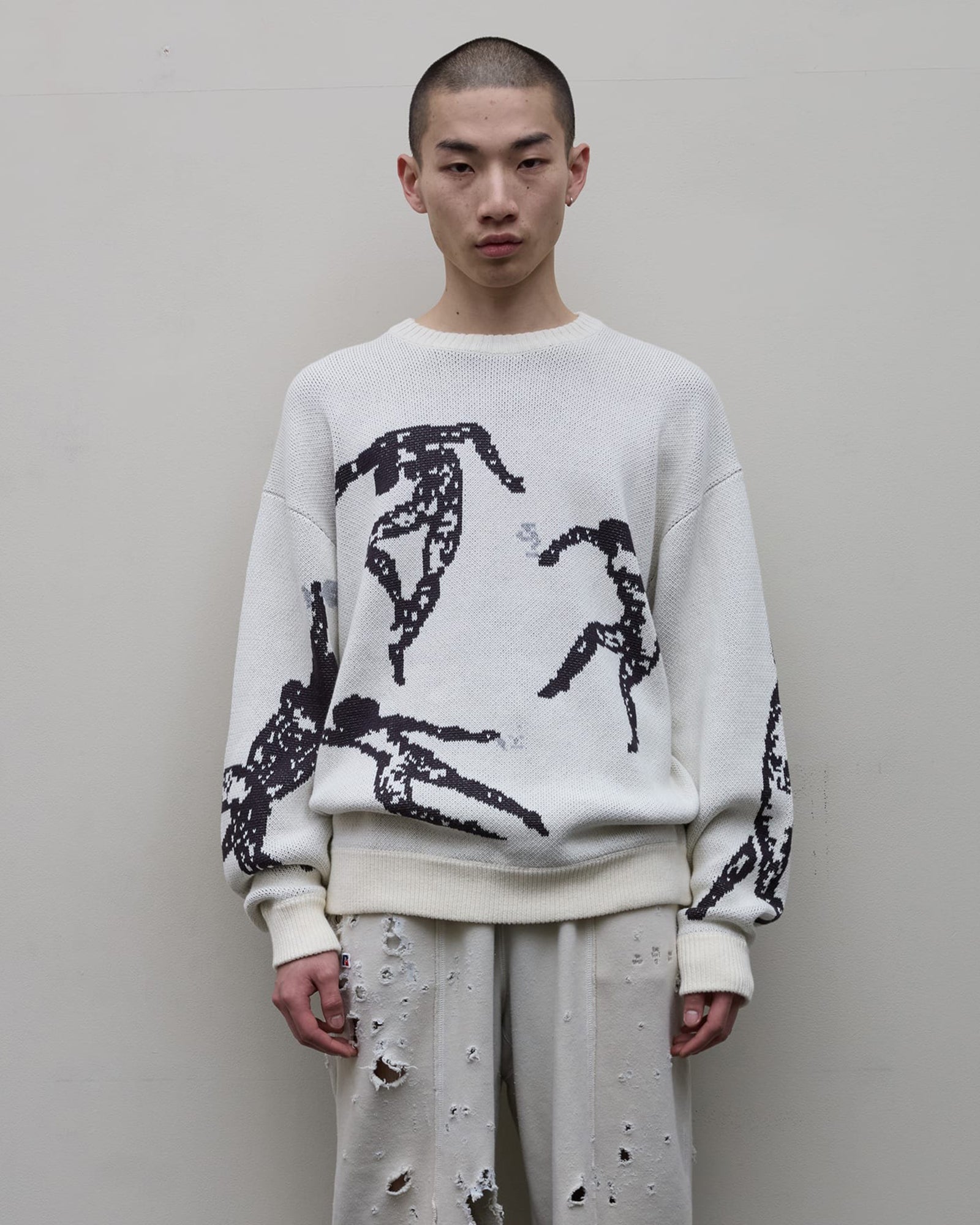 JACQUARD COTTON CREWNECK SWEATER