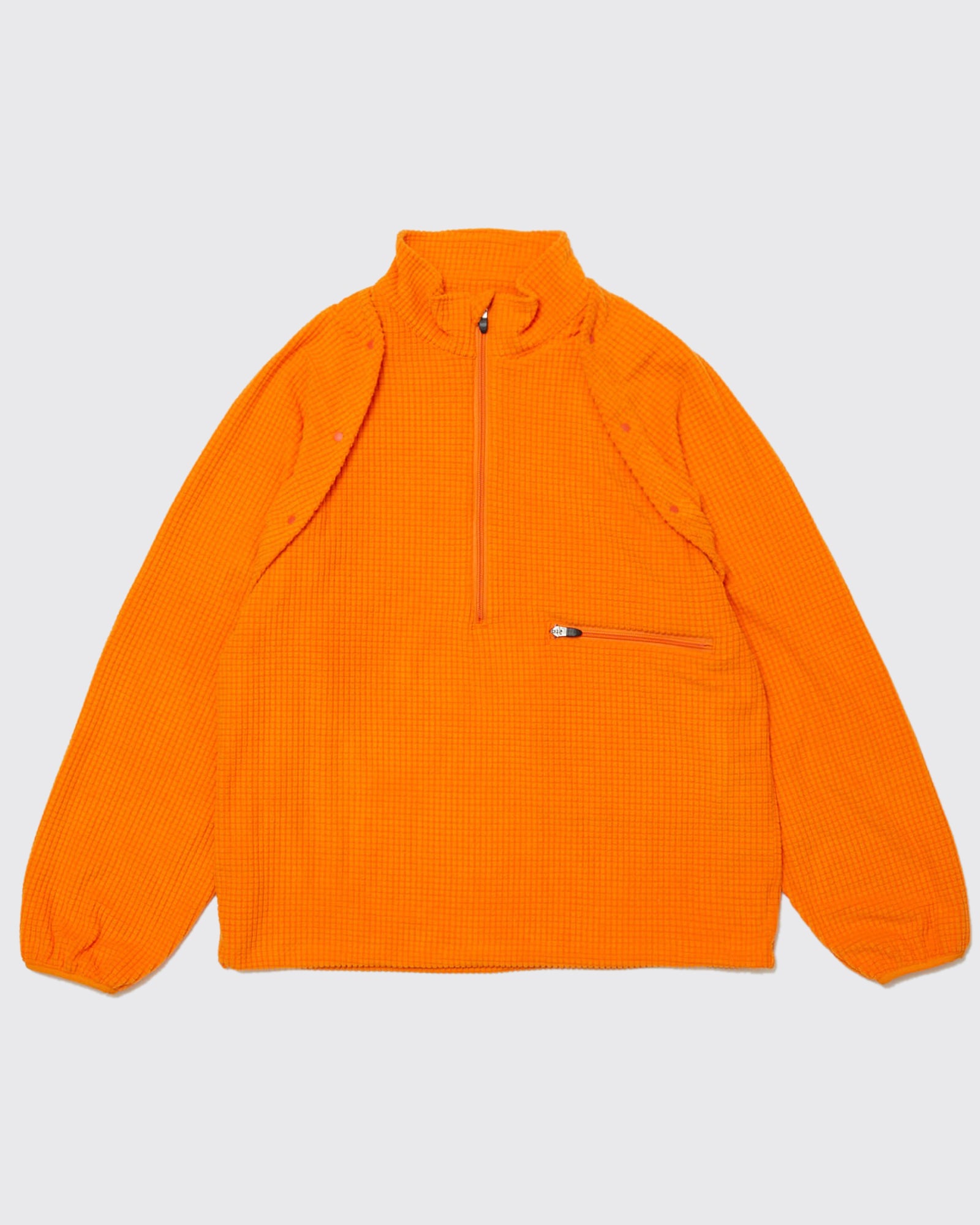 DETACHABLE SLEEVE GRID FLEECE PULL OVER (Orange) – DML TRADINGS™