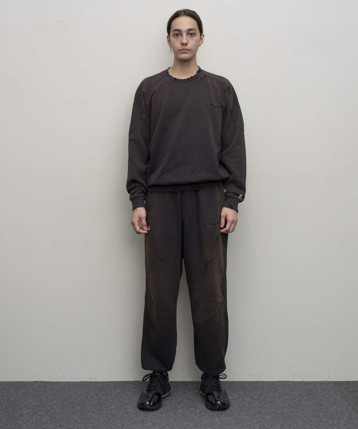 若者に人気のブランド HIGH ATHLETIC RUSSELL / BAL COTTON (Black CREW DISTRESSED トップス