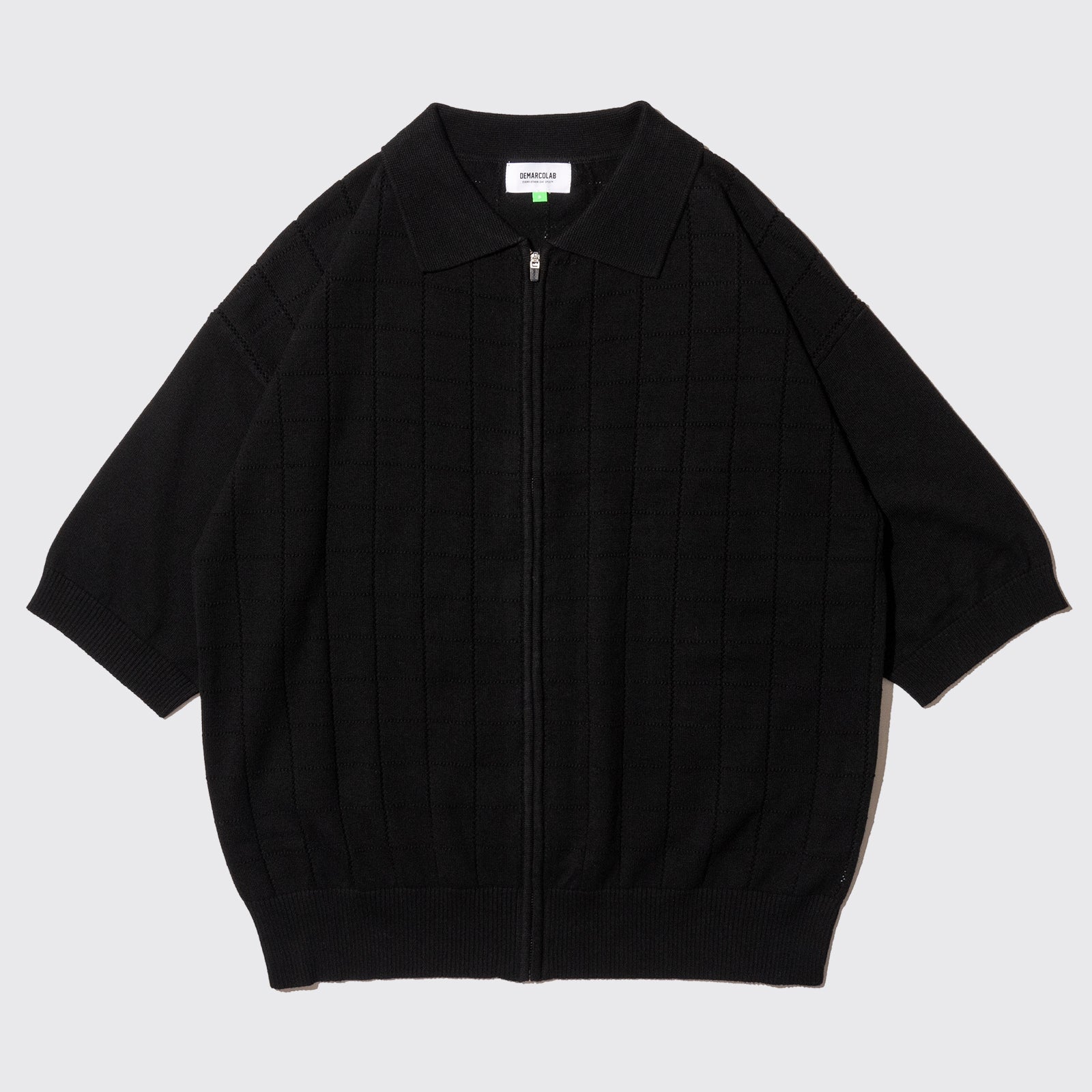 S/Q LINK KNIT ZIP POLO (Black)