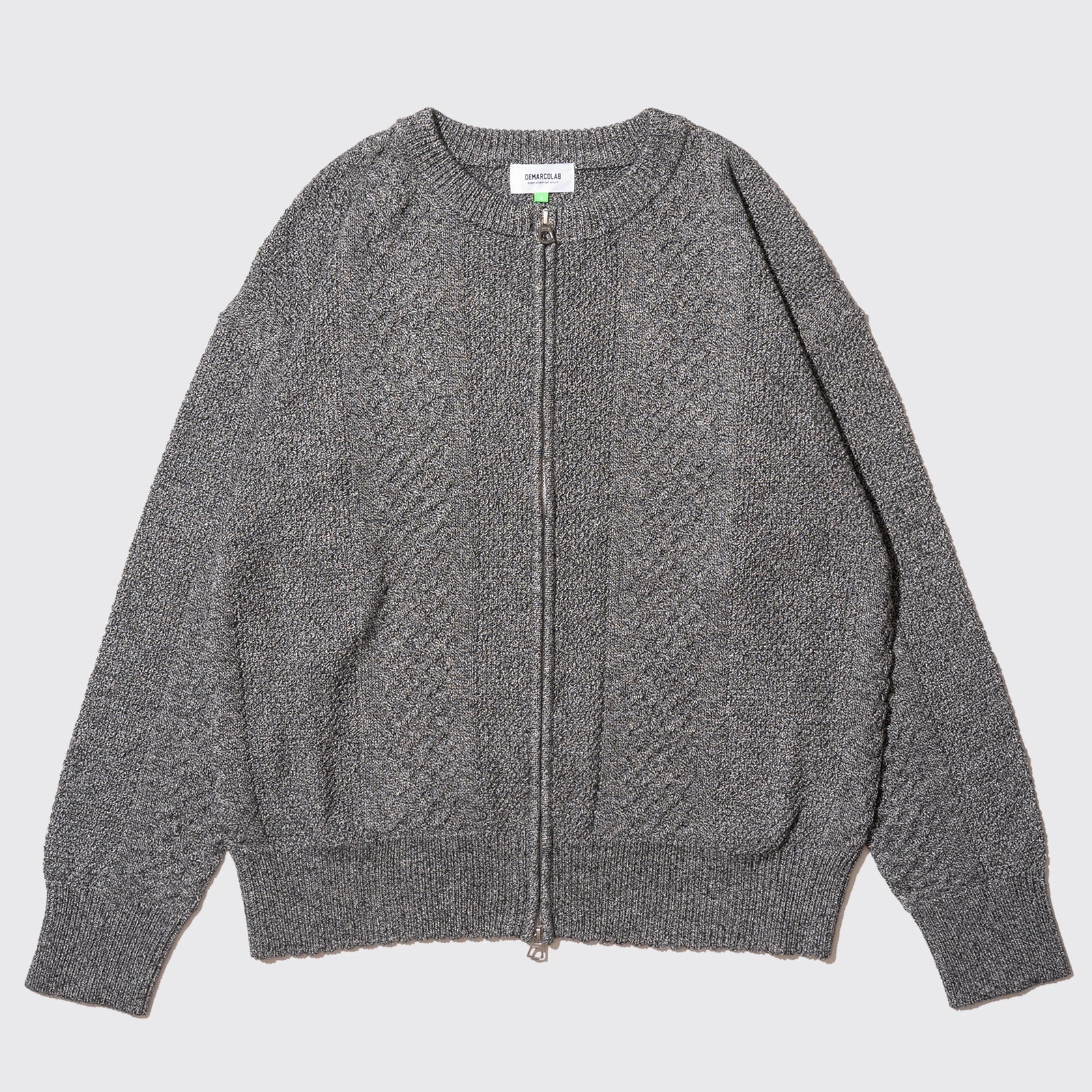 CABLE KNIT ZIP SWEAT (Mix Black)