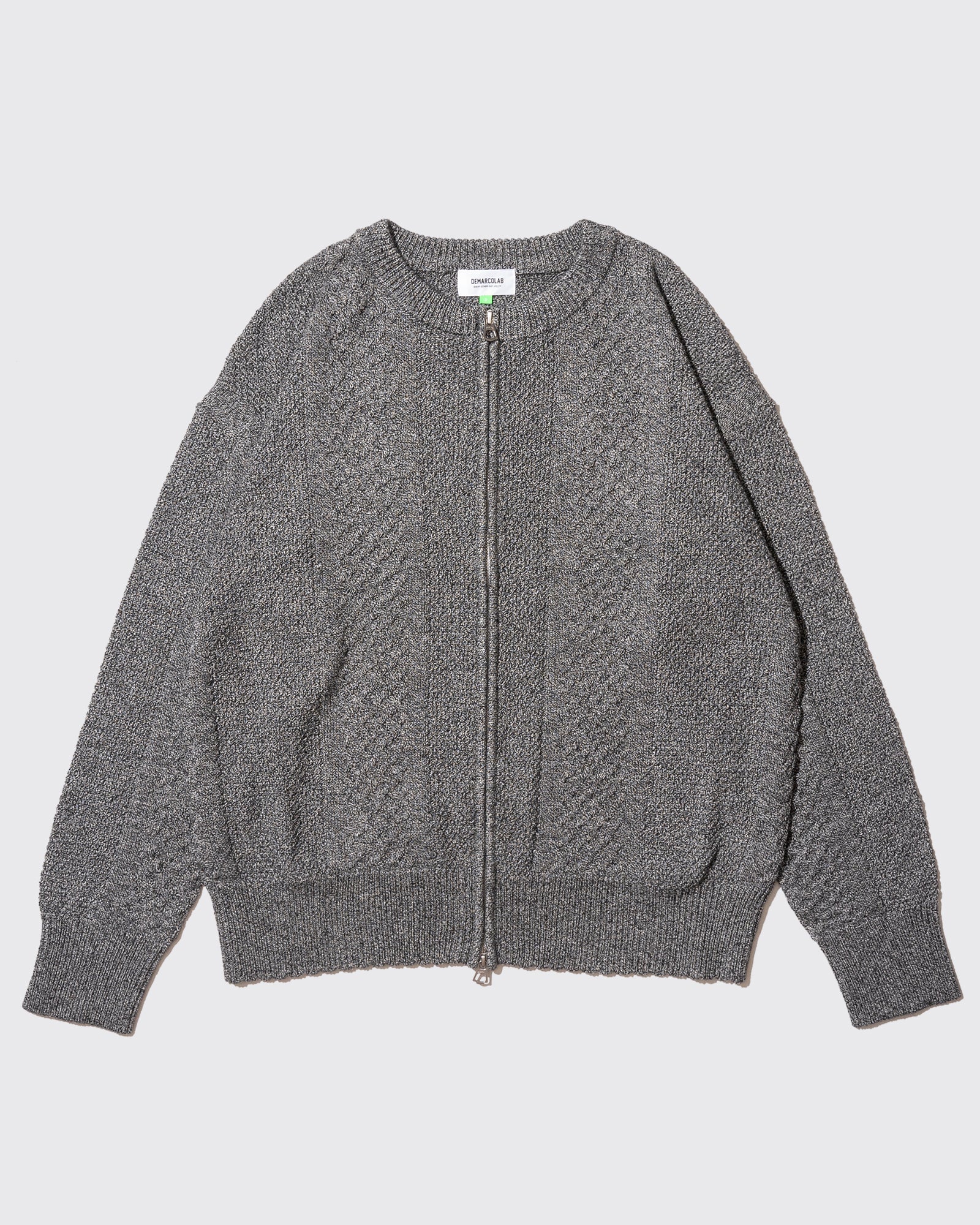 CABLE KNIT ZIP SWEAT (Mix Black)