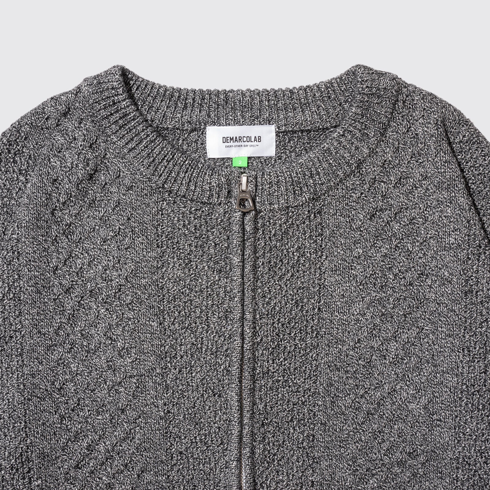 CABLE KNIT ZIP SWEAT (Mix Black)