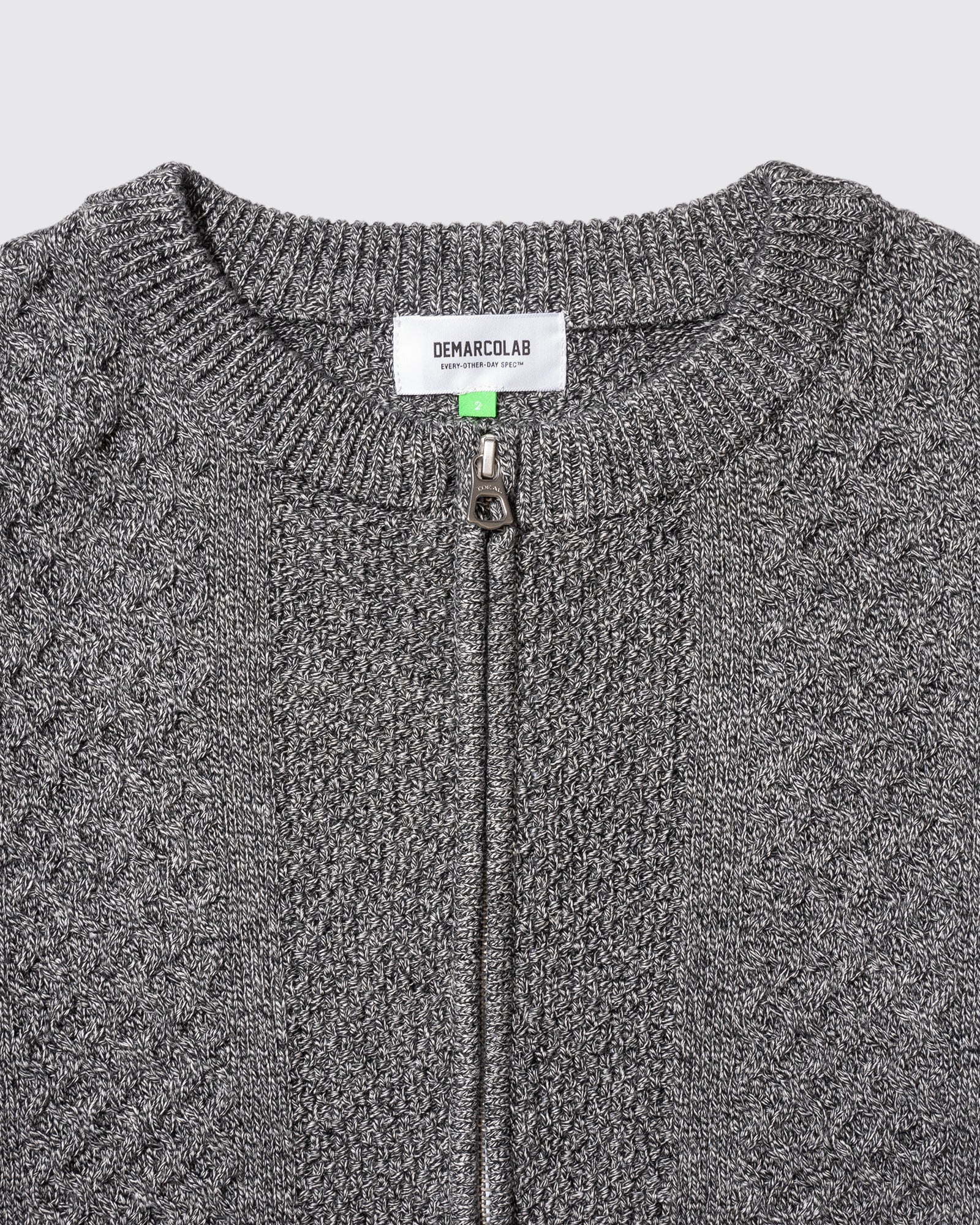 CABLE KNIT ZIP SWEAT (Mix Black)