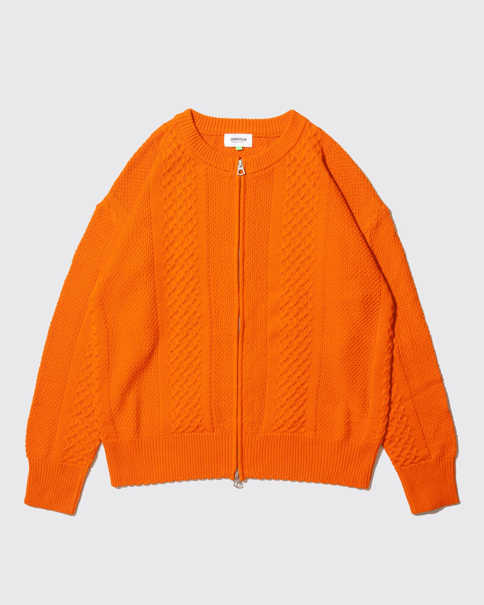 CABLE KNIT ZIP SWEAT (Orange)