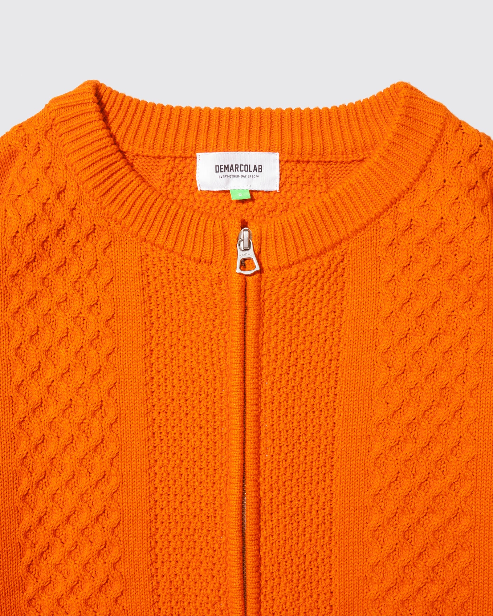 CABLE KNIT ZIP SWEAT (Orange)