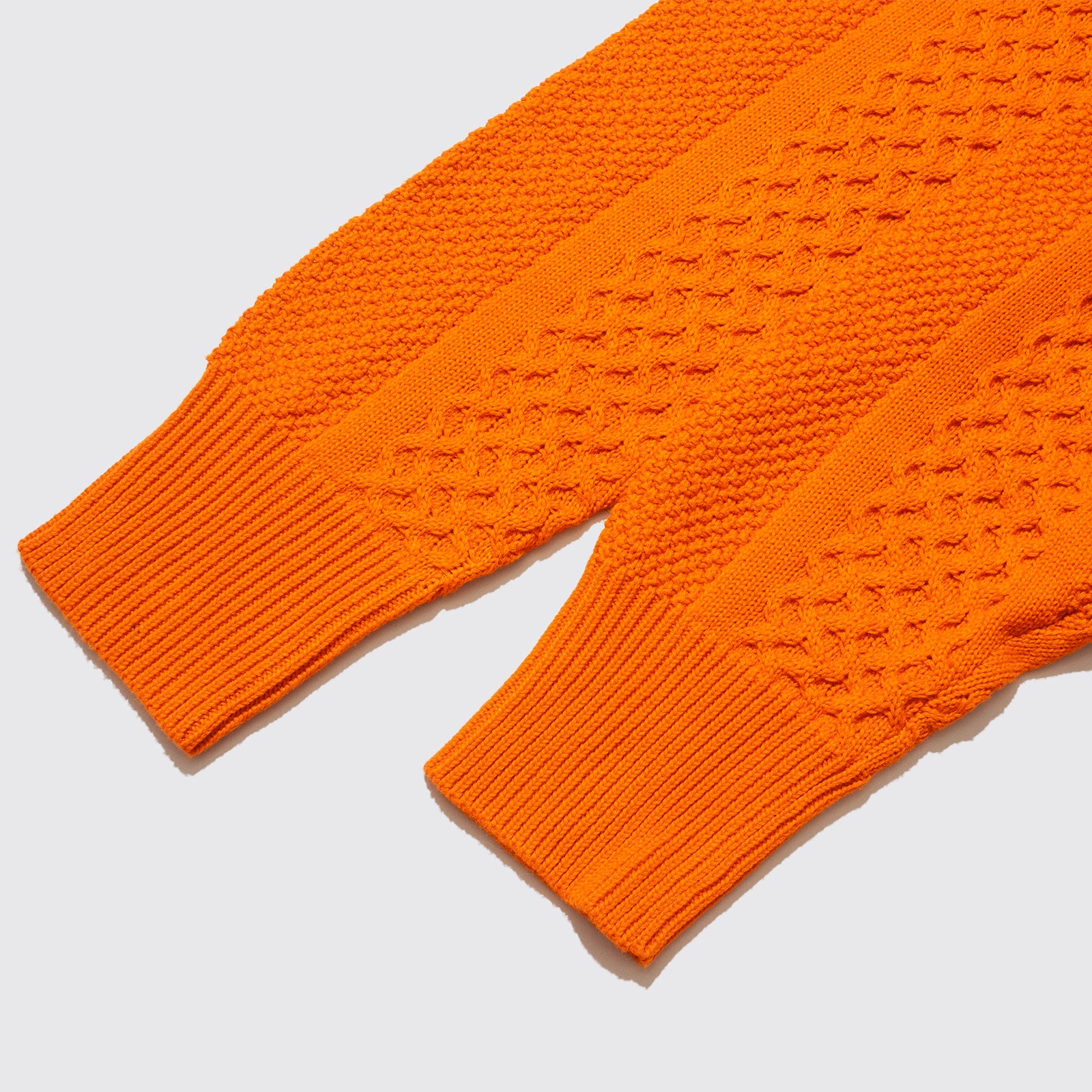 CABLE KNIT ZIP SWEAT (Orange)