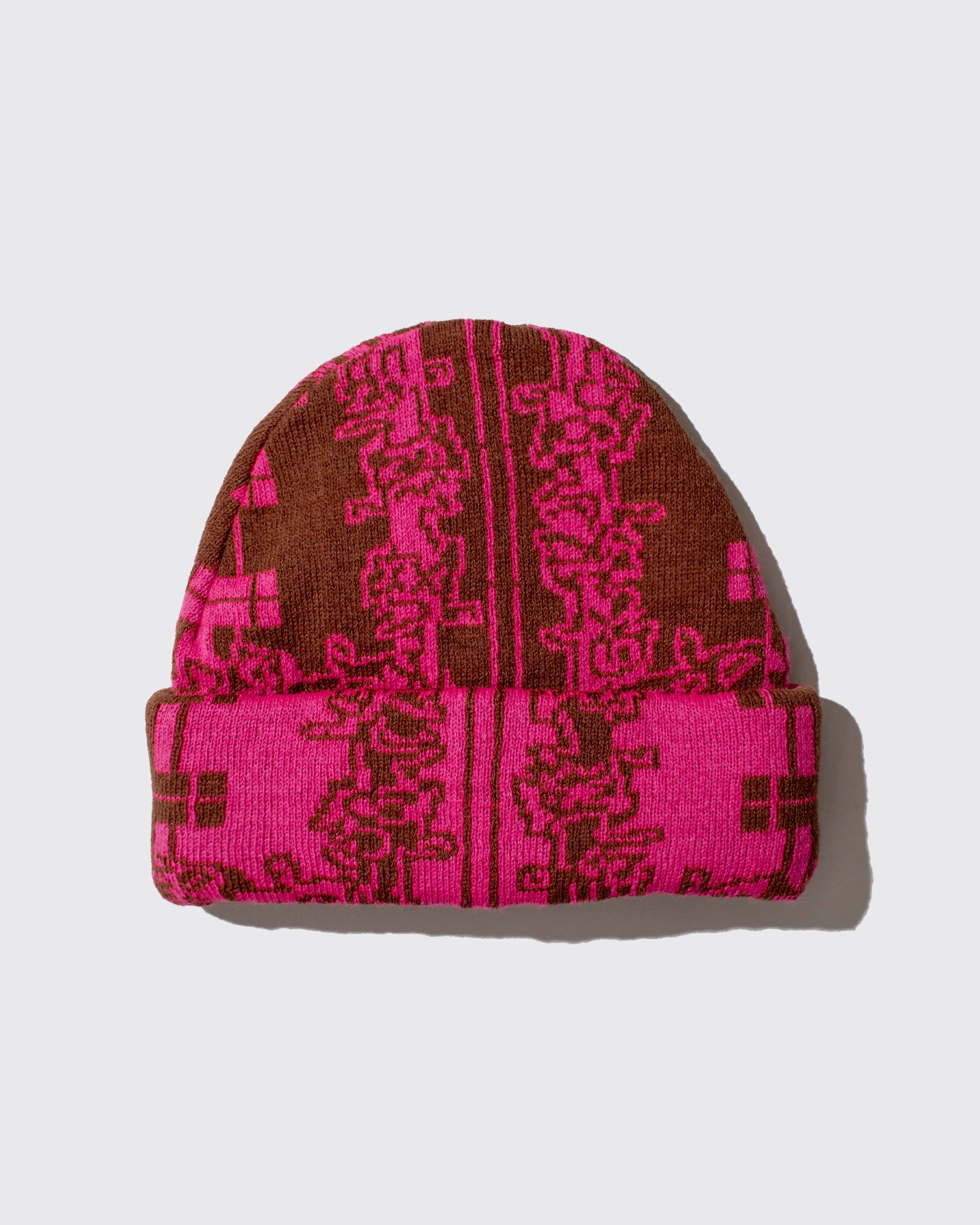 REVERSIBLE CHECKER BEANIE (Pink/Brown)